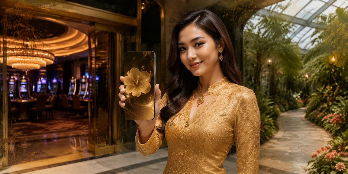 Pengguna wanita Malaysia menggunakan aplikasi kasino 510 dengan pakaian tradisional